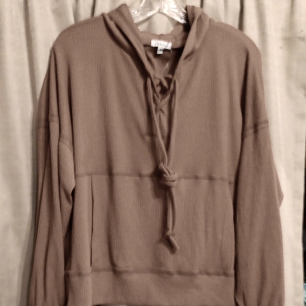 Brown Hooded Pullover. NWOT
